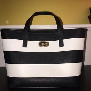 Michael Kors Black White Stripe Jet Set Purse
